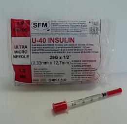 Шприц инсулиновый SFM U100 30G 1,0 мл №10    