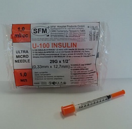 Шприц инсулиновый SFM U100 29G 1,0 мл №10    